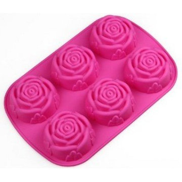 Amazon Vendor 6 Cavities Rose Silicone Cake Baking Mold Pan